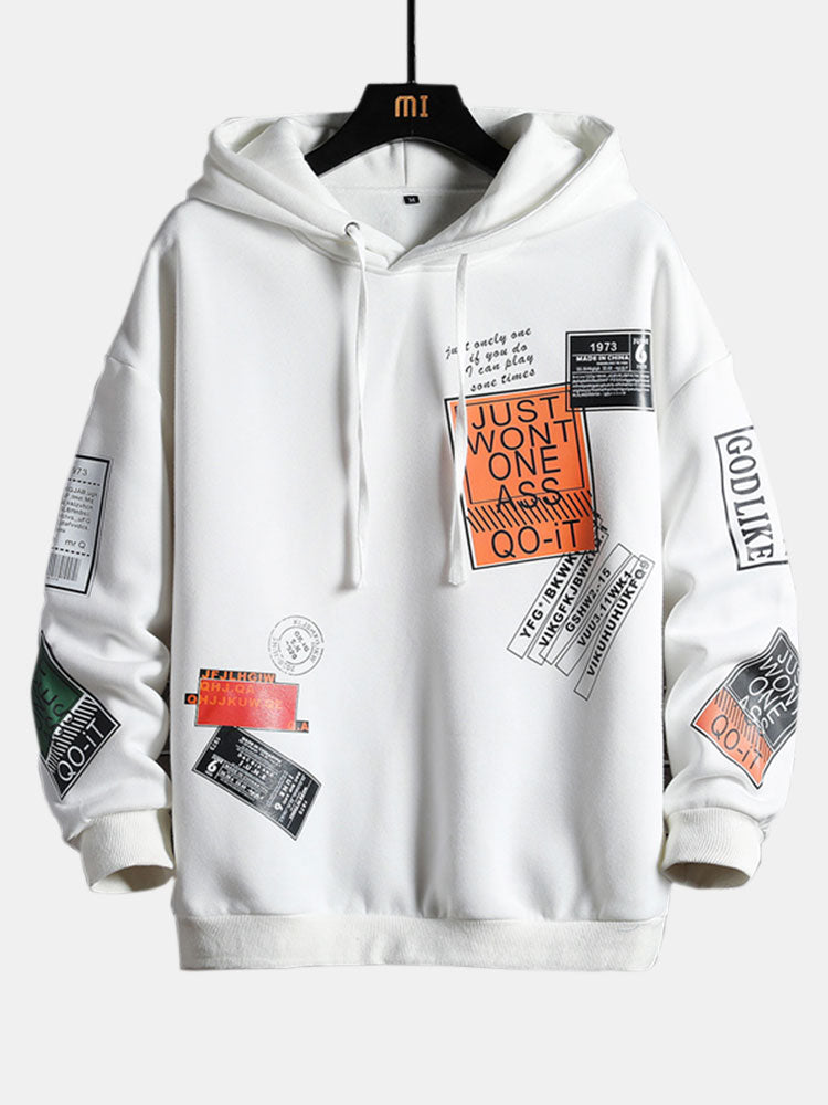 Men's Graphic,Printed Hoodies & Sweatshirts - HOOOYI Silver / M