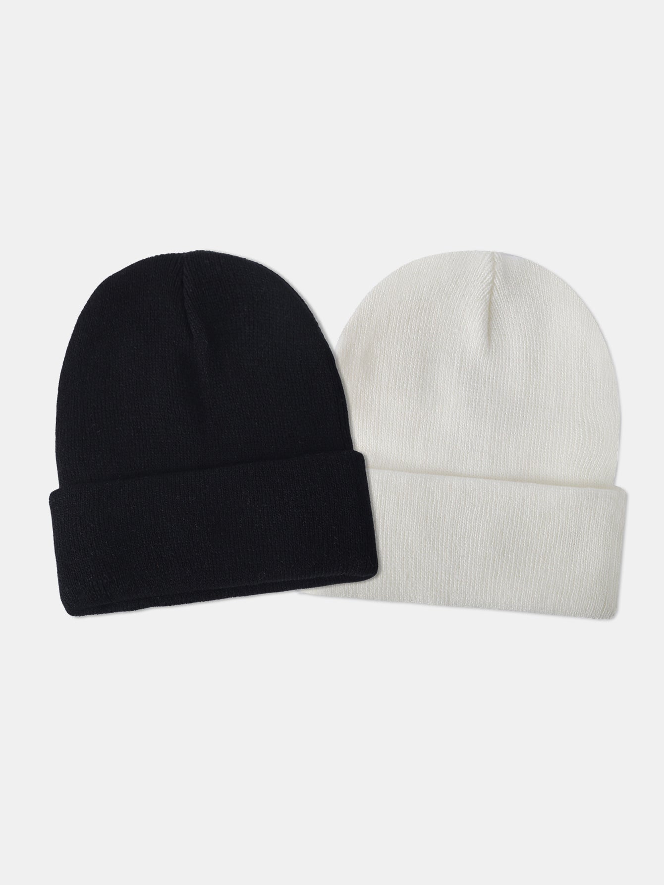 2 Pieces Solid Color Warm Knit Beanie Hat