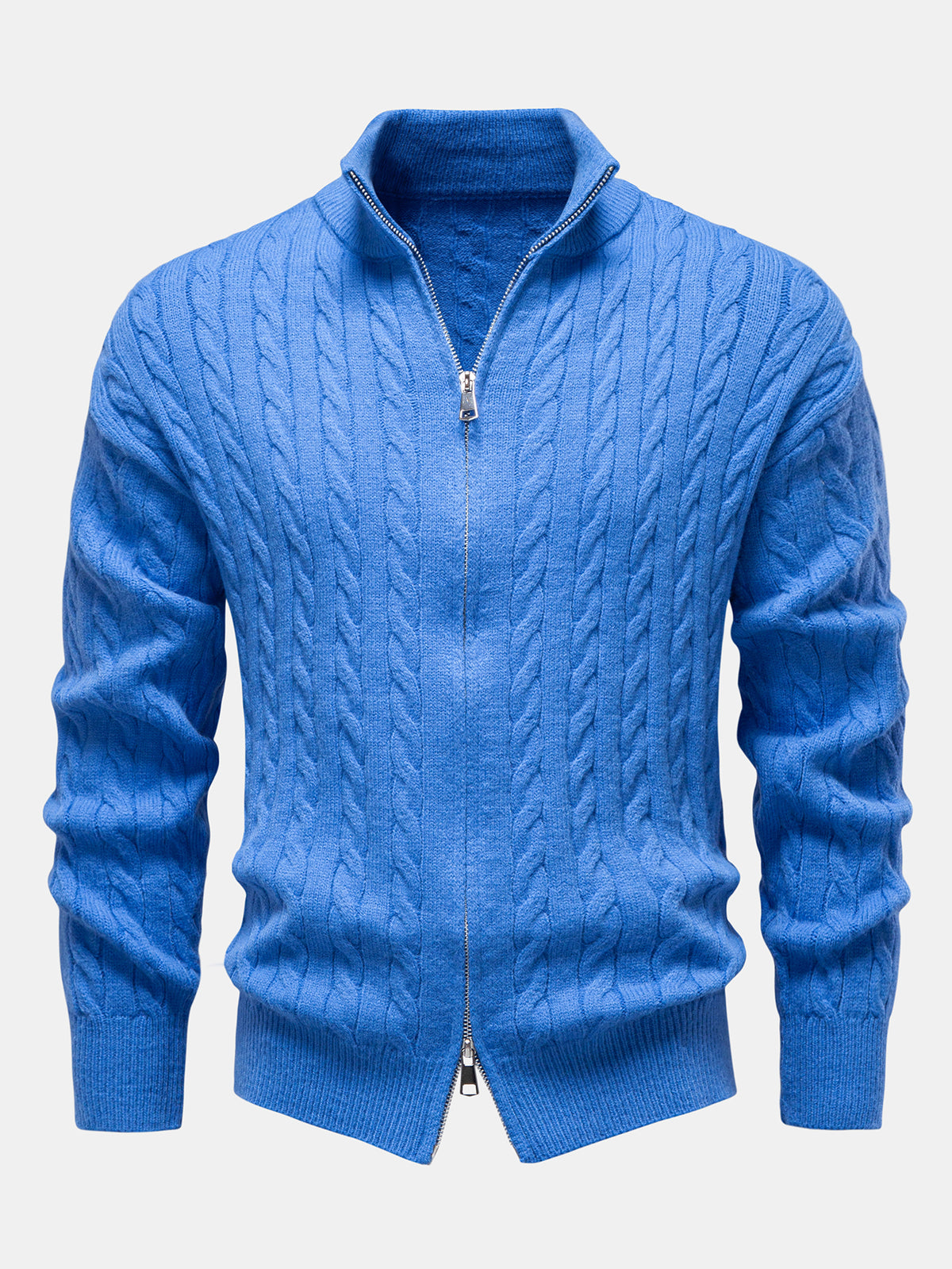 Twisted Jacquard Zip-Up Sweater