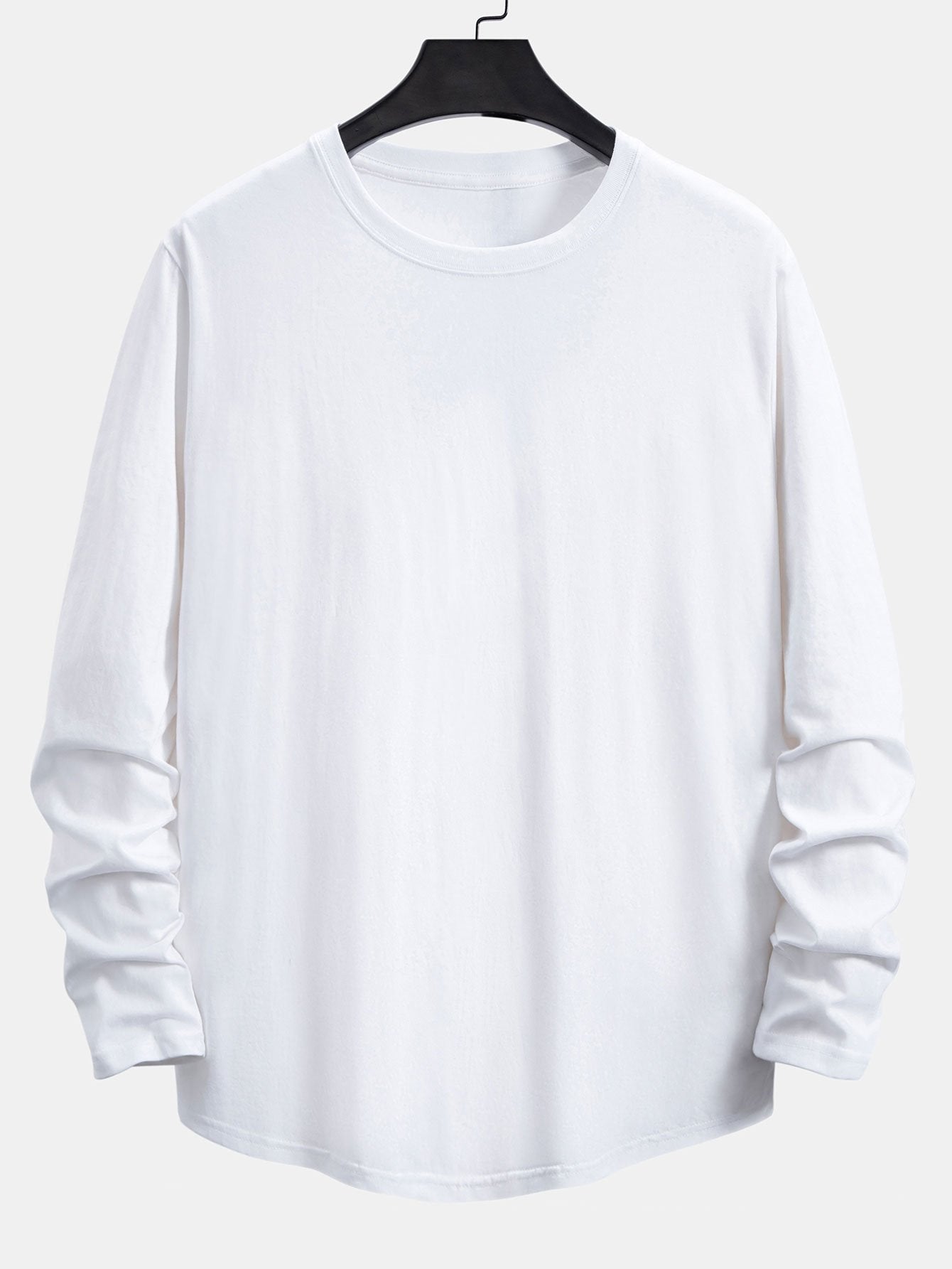 3 Pieces Basic Long Sleeve Cotton Arc Hem T-Shirts