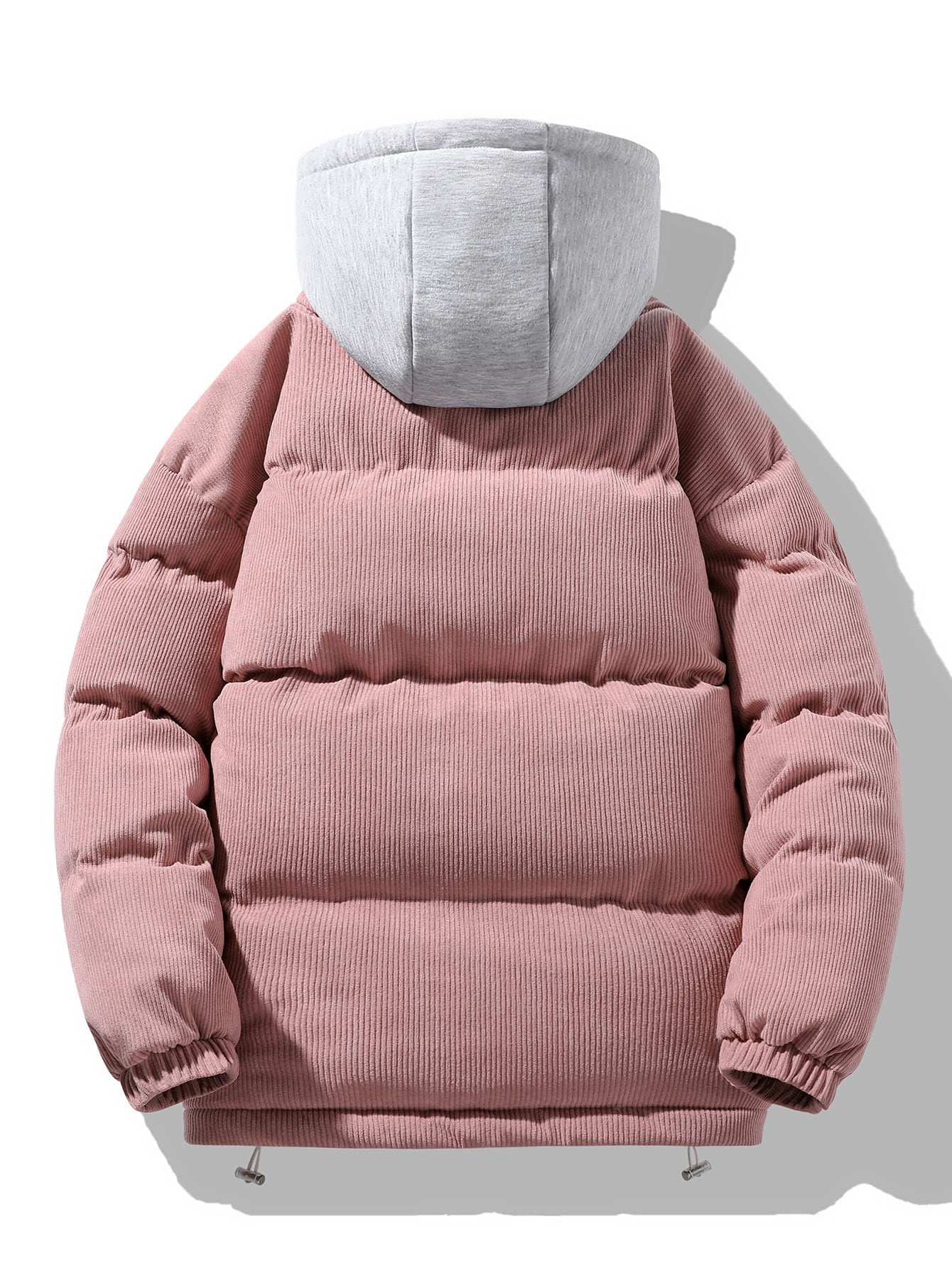 2 In 1 Corduroy Zip Up Hooded Puffer Coat