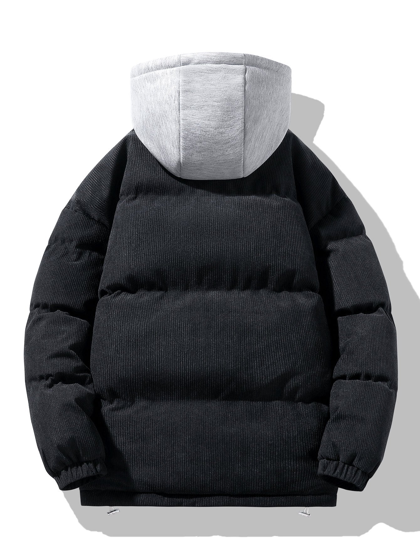 2 In 1 Corduroy Zip Up Hooded Puffer Coat