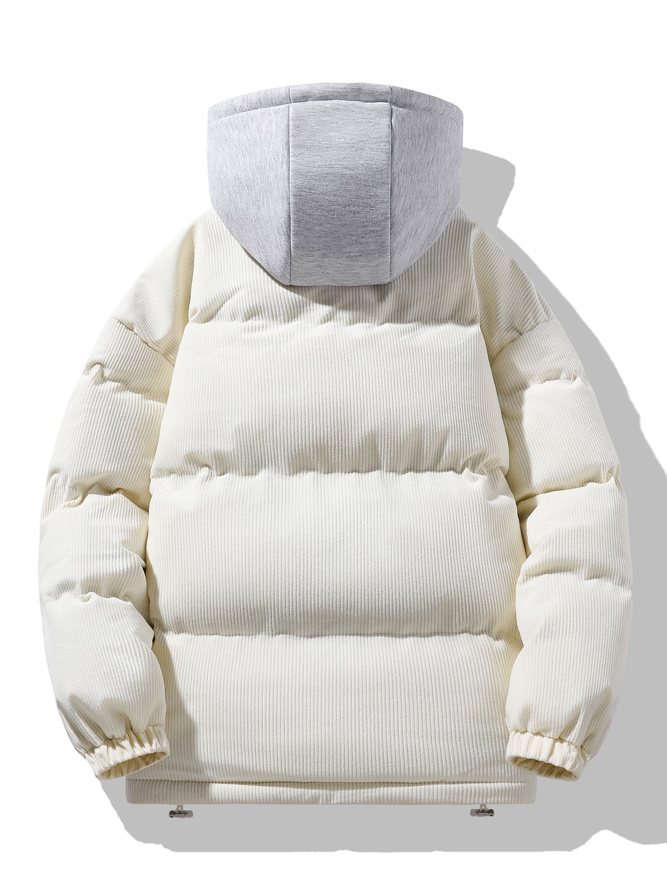 2 In 1 Corduroy Zip Up Hooded Puffer Coat