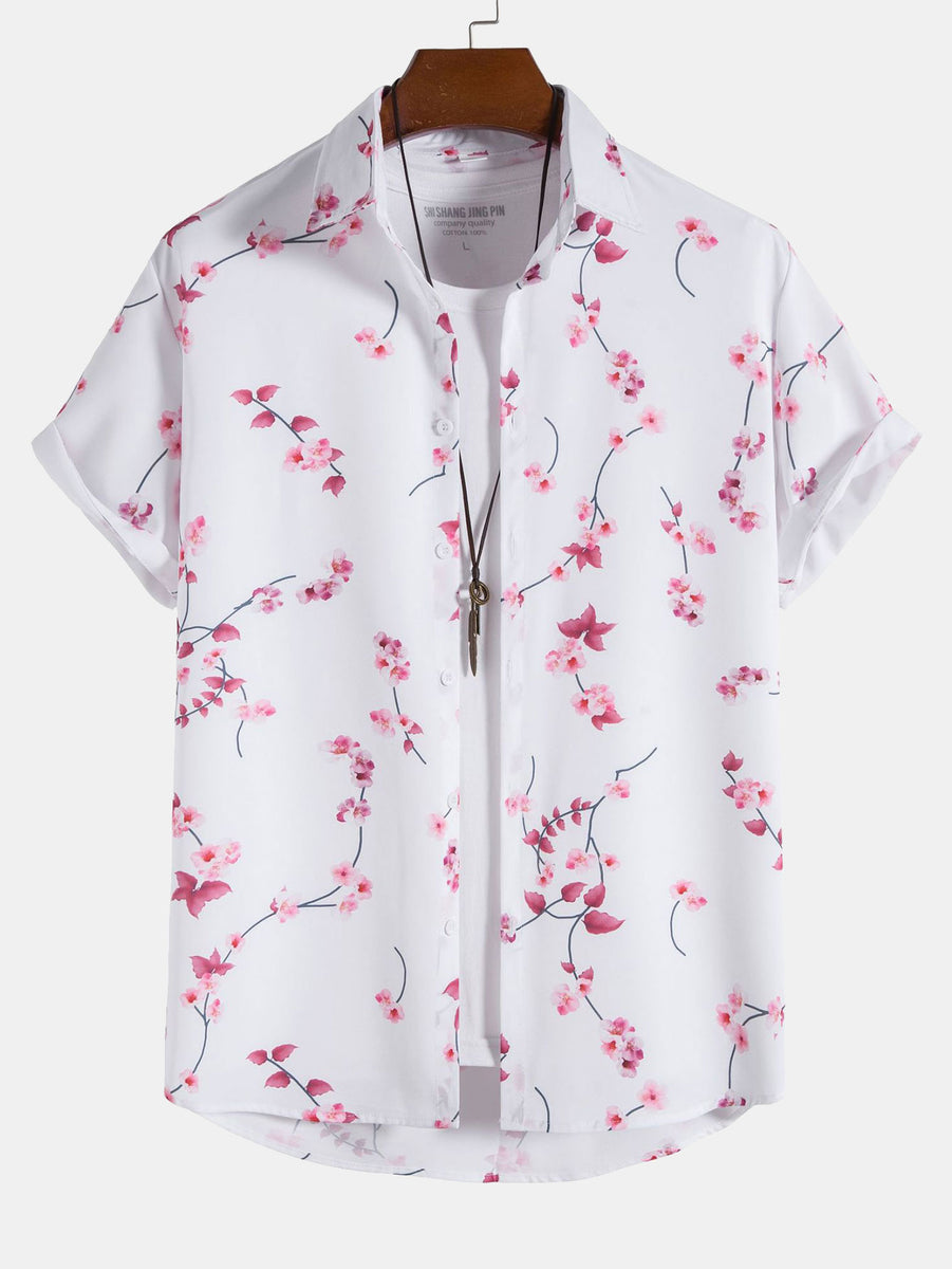 Cherry Blossom Print Button Up Shirt – HOOOYI