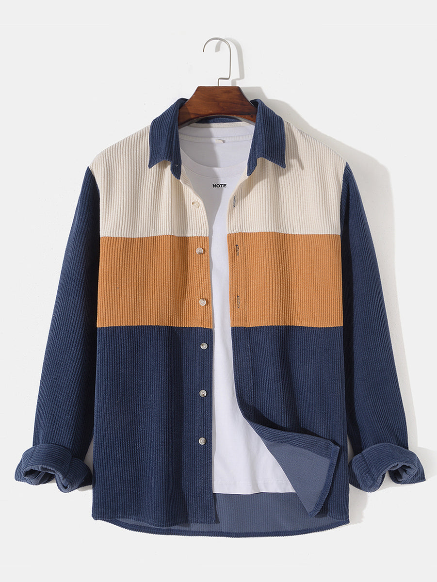 Long Sleeve Corduroy Patchwork Shirt – HOOOYI