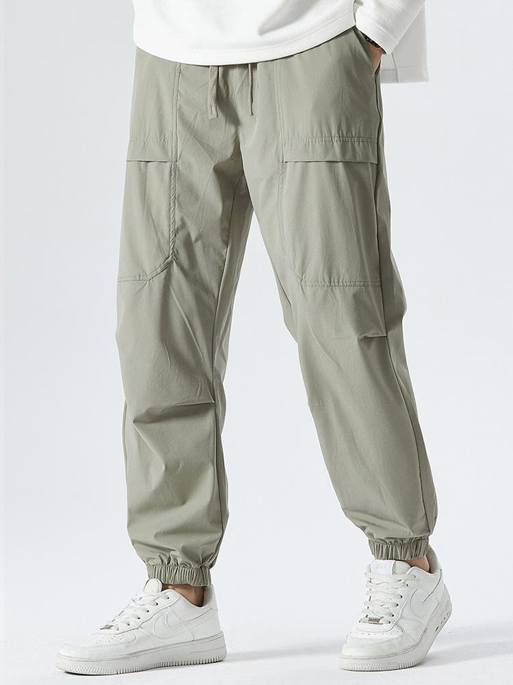 Elastic Waist Parachute Cargo Pants-HOOOYI