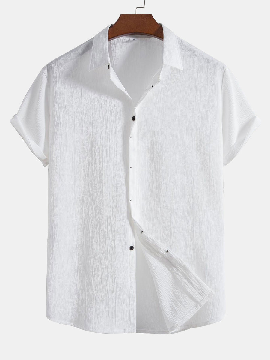 Wrinkled Concealed Fly Shirt-HOOOYI